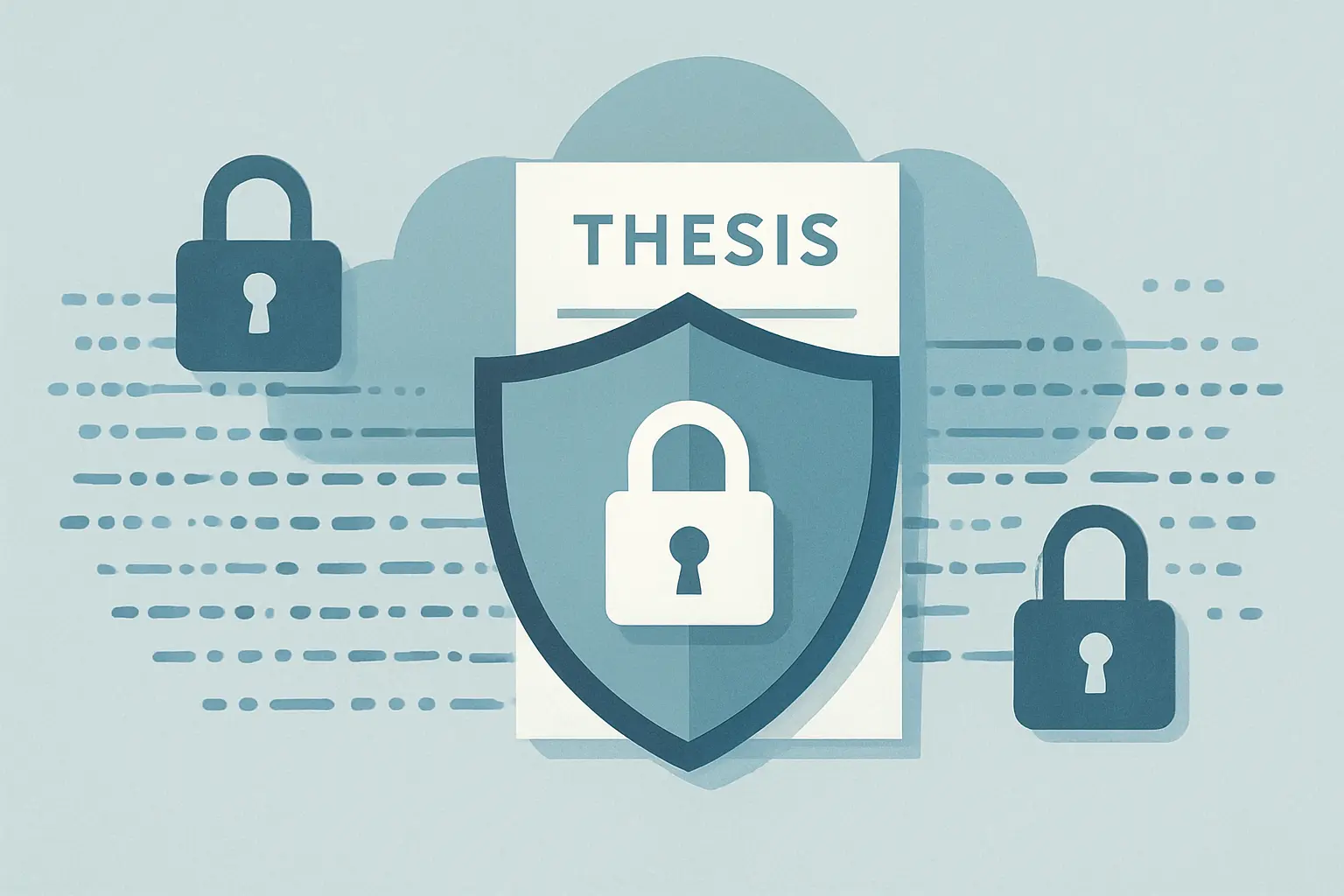 Ilustración de capas de seguridad y privacidad de datos para herramientas de escritura académica con IA