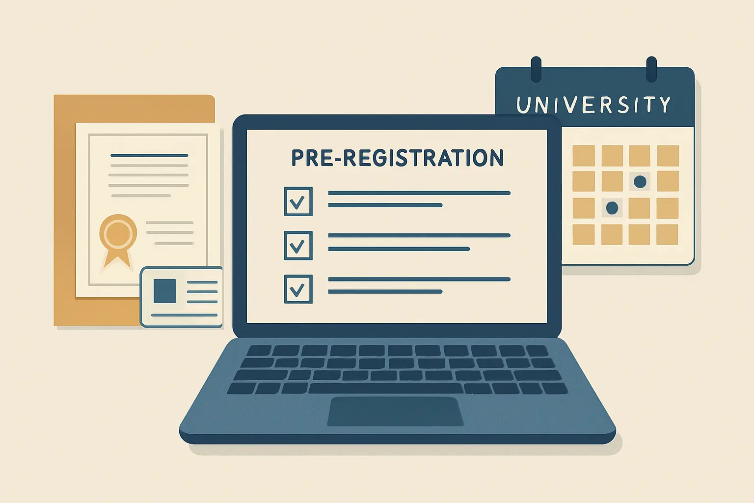 Proceso de preinscripción e ingreso a la universidad: formulario online en SIU-Guaraní, carpeta con documentación y calendario con fechas clave del ciclo de ingreso