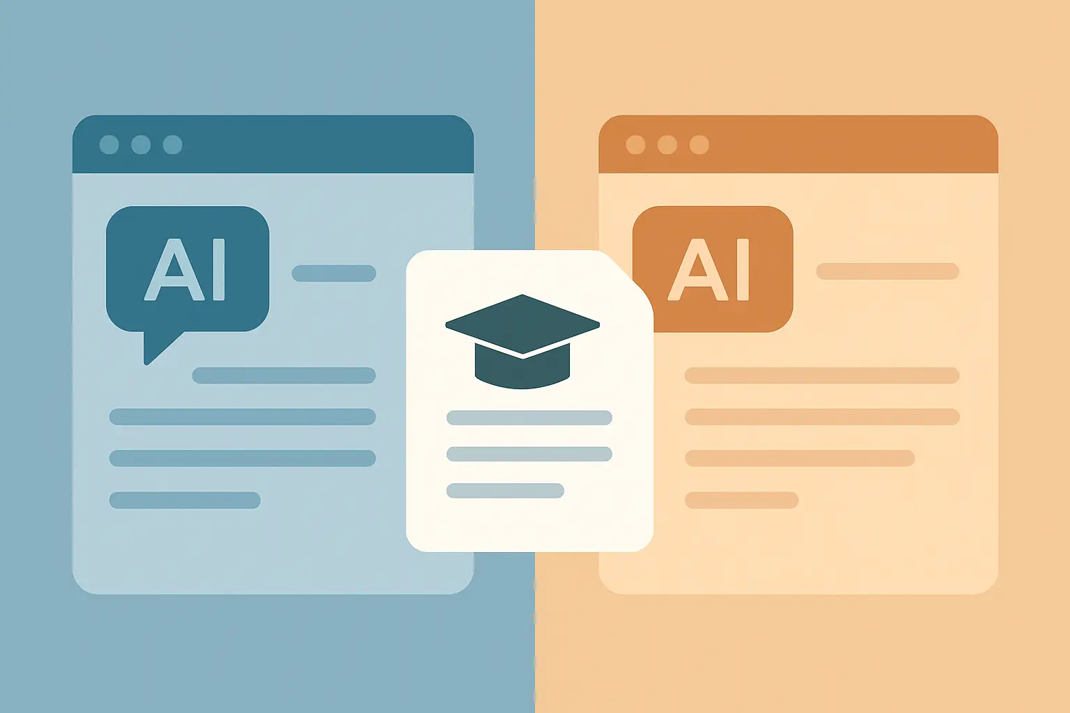 Comparación lado a lado de dos herramientas de inteligencia artificial para escritura académica de tesis